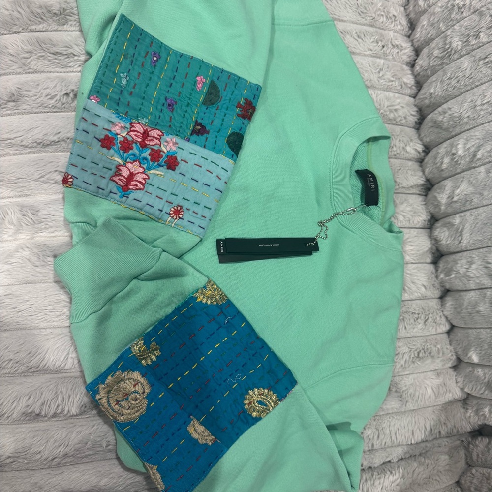 Mint Green Patchwork Sweatshirt